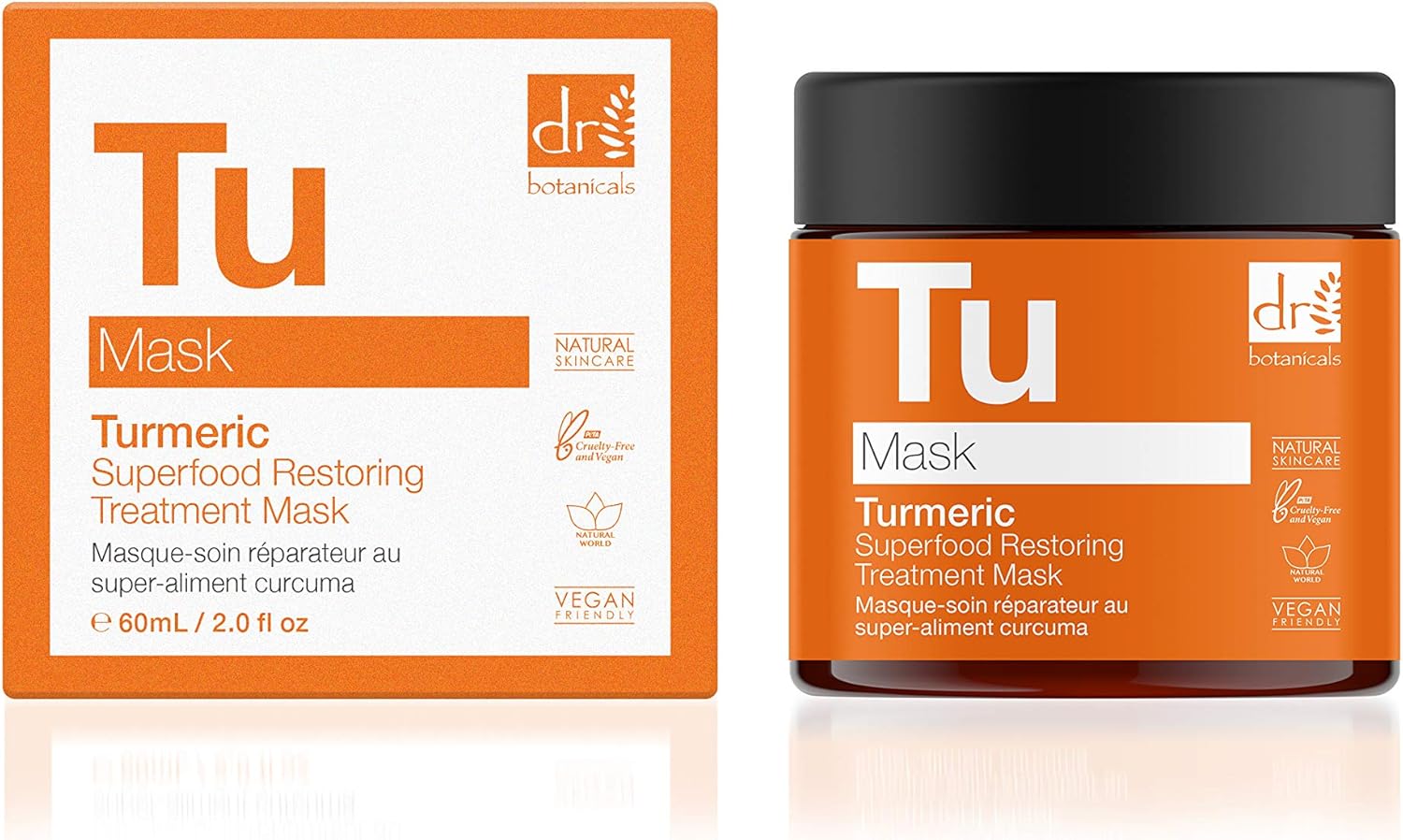 Dr Botanicals Turmeric Superfood Restoring Treatment Hydrating Mask For Skin Regeneration And Skin Care 60 Ml Orange