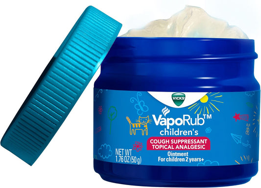 Vicks Children'S Vaporub, Topical Cough Suppressant And Analgesic, Relieves Coughs And Minor Aches And Pains, Clinically Proven, Starts Working In Minutes For Fast Relief, For Children Ages 2+, 1.76Oz