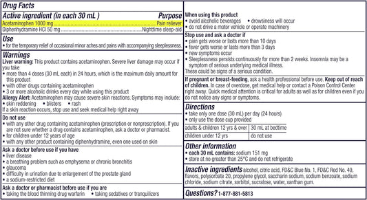 ZzzQuil Nighttime Pain Relief Sleep Aid Liquid, Max Strength Pain Reliever, Non-Habit Forming 12 Fl oz(Pack of 2)