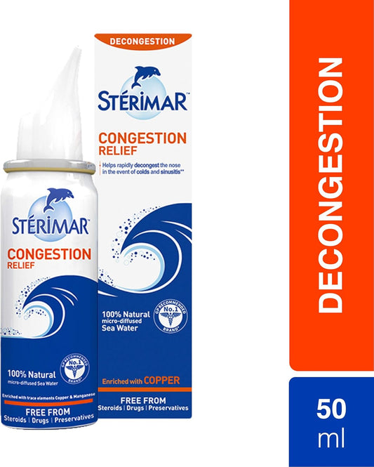 Sterimar Congestion Relief, Nasal Spray, Natural Sea Water Solution, 50 Ml (Pack Of 2)