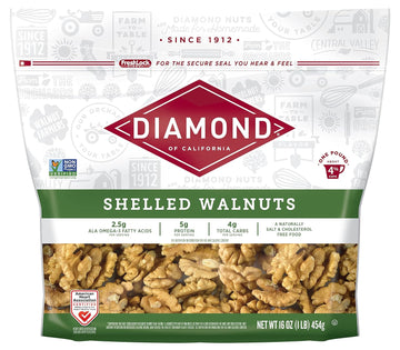 Diamond Of California Shelled Walnuts, 16 Oz (Pack Of 6)