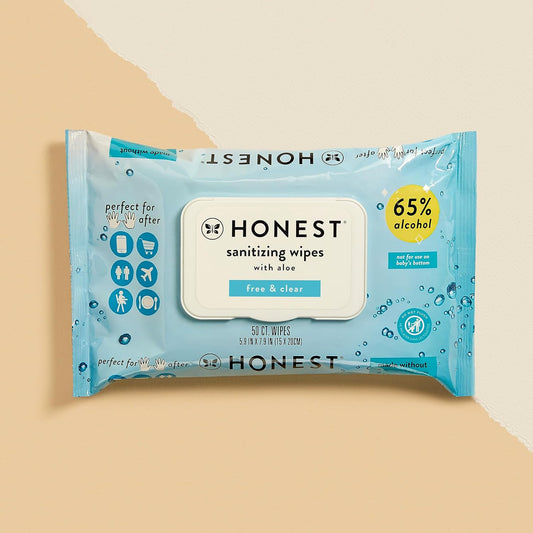 The Honest Company Sanitizing Alcohol Wipes | Kills 99% Of Germs, Made With Aloe | Unscented, 150 Count (3 Packs Of 50)