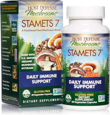 Host Defense Stamets 7-7 Species Blend - Mushroom Supplement for Immune Support - Includes Royal Sun Blazei, Cordyceps, Reishi, Maitake, Lion's Mane, Chaga & Mesima - 60 Capsules (30 Servings)