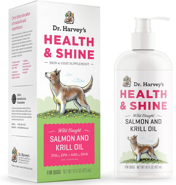 Dr. Harvey'S Health & Shine Salmon And Krill Fish Oil For Dogs- Supports Healthy Heart, Brain, And Eyes (16 Fl Oz)