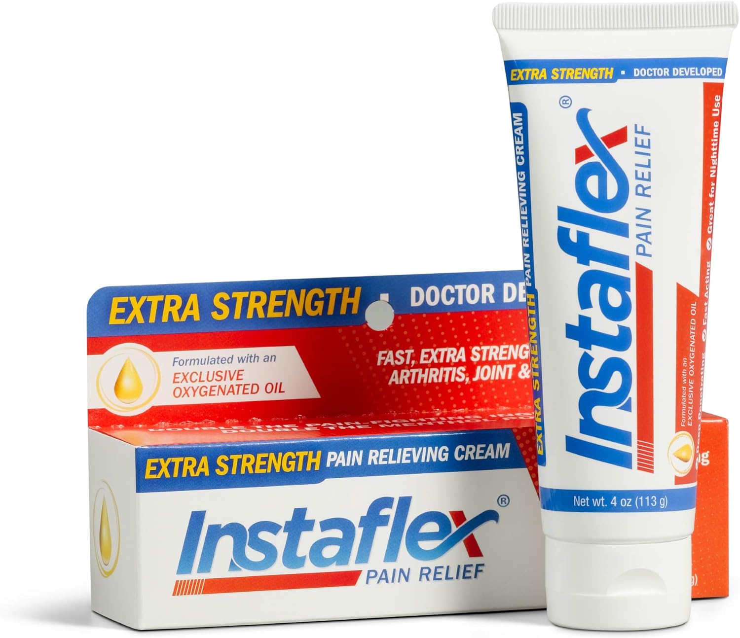 Healthy Directions Instaflex Extra Strength Pain Relief Cream, with 2X The Pain-Fighting Ingredients, Rubs Out Your Toughest Muscle and Joint Pain (4 oz)
