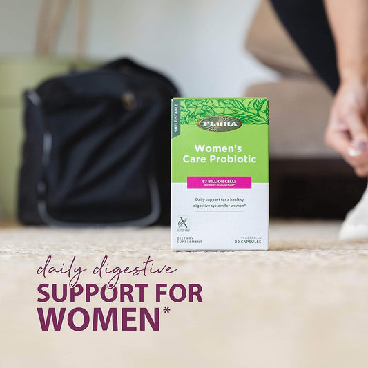 Flora - Women'S Care Probiotic With Eight Strains Of Beneficial Bacteria, Support Digestive & Vaginal Health, Fights Yeast And Uti Bacteria, Shelf Stable, 87 Billion Cfu'S, 30 Vegetarian Capsules