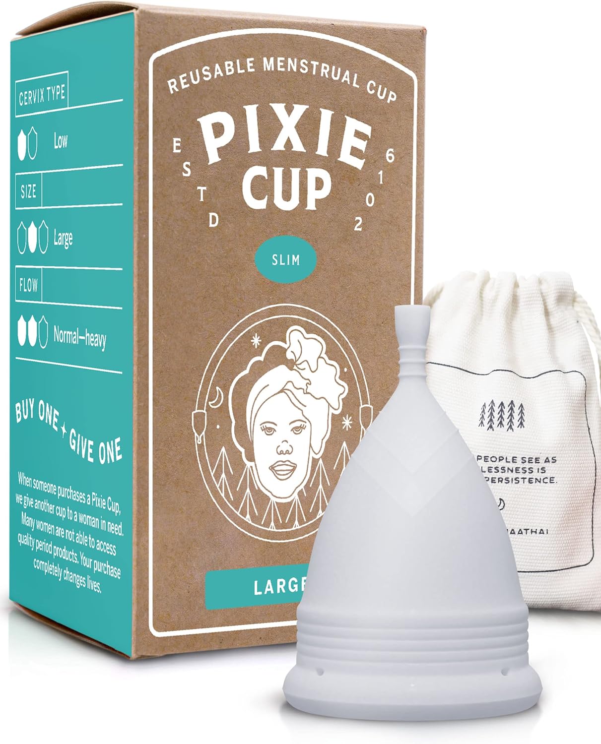 Pixie Soft Menstrual Cup - Most Comfortable Period Cups for Women with Tilted Cervix - Buy One We Give One - Includes Ebook Guide, Flushable Wash Wipes, Lube, & Storage Bag - Tampon & Pad Alternative