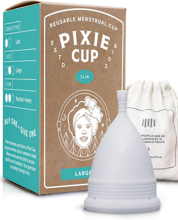 Pixie Soft Menstrual Cup - Most Comfortable Period Cups for Women with Tilted Cervix - Buy One We Give One - Includes Ebook Guide, Flushable Wash Wipes, Lube, & Storage Bag - Tampon & Pad Alternative