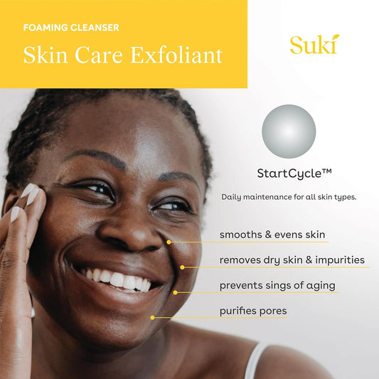 Face Scrub Exfoliating Face Wash | Suki Skincare Exfoliate Foaming Cleanser, Gentle Daily Scrub With Colloidal Oat & Raw Sugar, Natural Deep Pore Cleaner & Microdermabrasion Facial Exfoliator 3.38 Oz