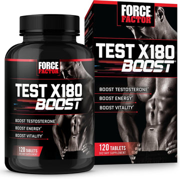 Force Factor Test X180 Boost 9-In-1 Testosterone Support For Men, 3,120Mg D-Aspartic Acid, 200Mg Boron, Fenugreek, Tribulus Terrestris & Zumxr To Increase Performance, Vitality & Stamina, 120 Tablets