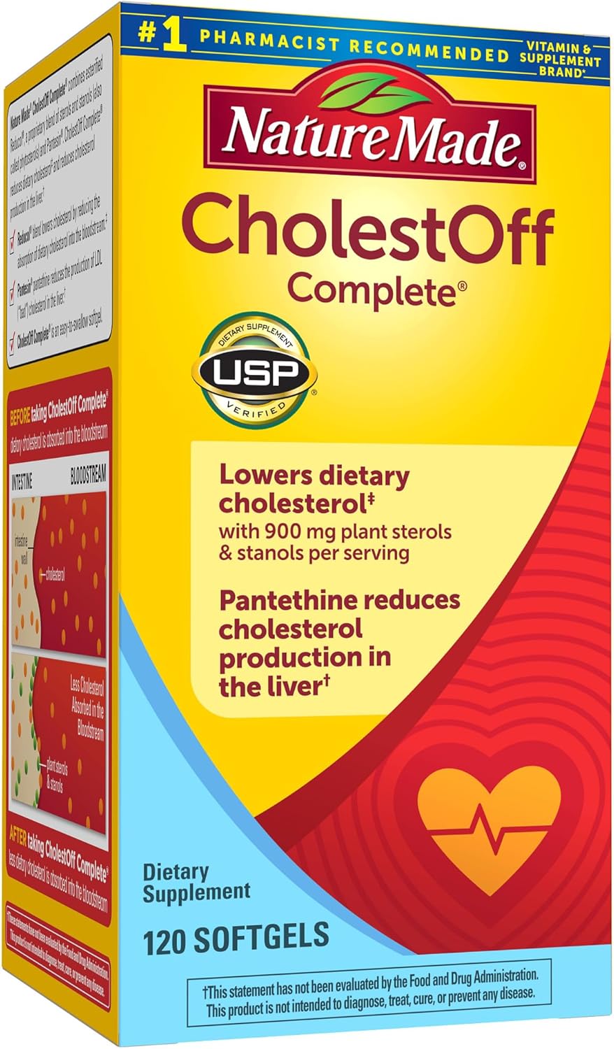 Nature Made Cholestoff Complete, Dietary Supplement For Heart Health Support, 120 Softgels, 20 Day Supply