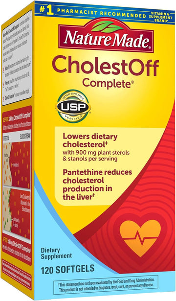 Nature Made CholestOff Complete, Dietary Supplement for Heart Health Support, 120 Softgels, 20 Day Supply