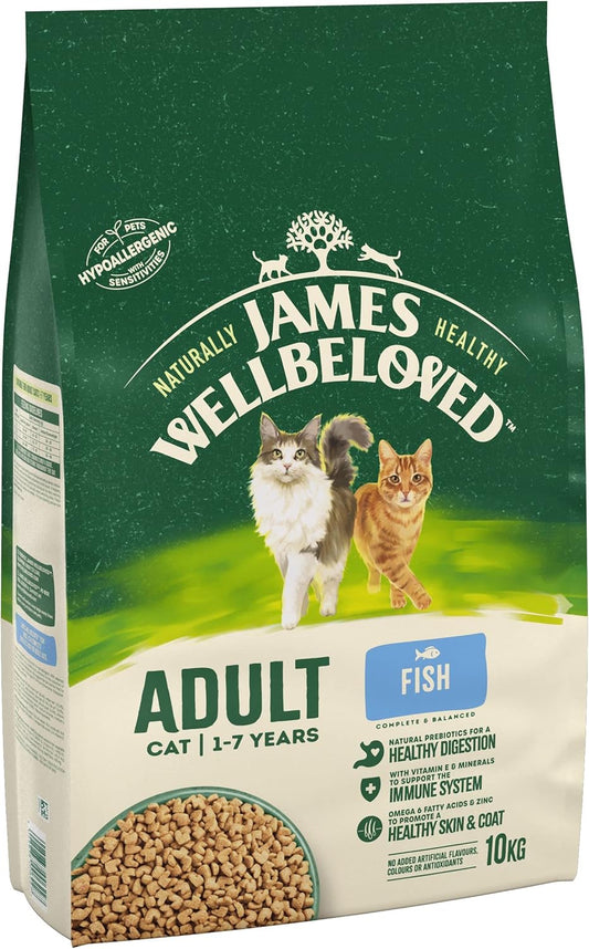 James Wellbeloved Adult Fish 10 kg Bags, Hypoallergenic Dry Cat Food?03JW12