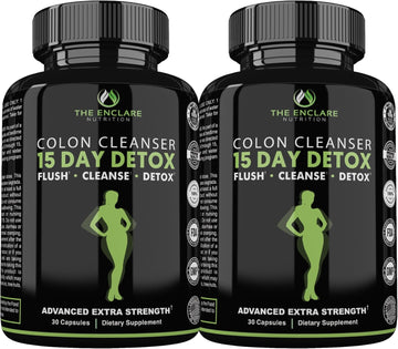 The Enclare Nutrition 15 Day Detox Cleanse For Weight Loss. Advanced Gut Support For Women & Men. Colon Cleanse Laxatives For Constipation & Bloating Relief. Gut Cleanse Probiotic Diet Pills 60Ct (2)