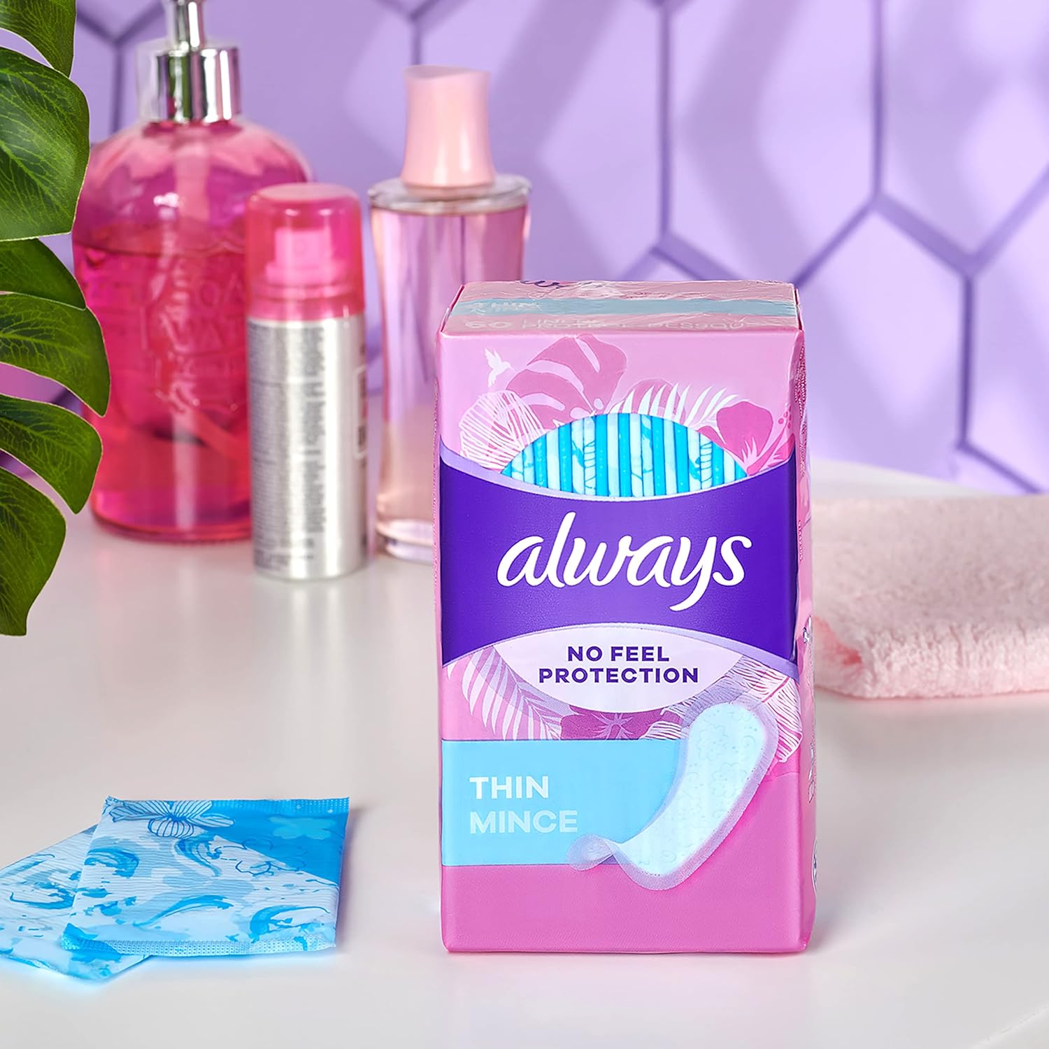 Always Thin No Feel Protection Daily Liners, Regular Absorbency, Unscented, 216 Count