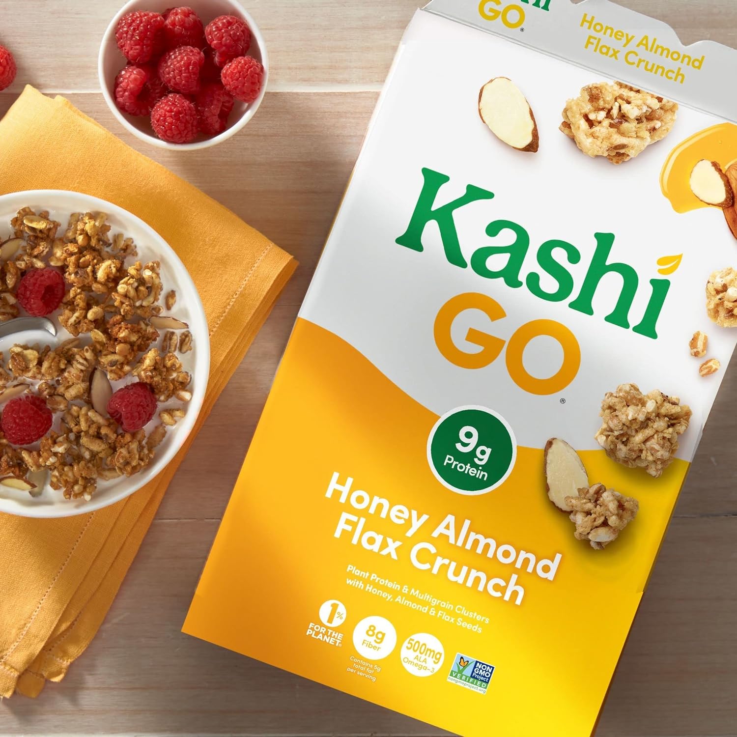 Kashi GO Breakfast Cereal, Family Breakfast, Fiber Cereal, Honey Almond Flax Crunch (4 Boxes): Cold Breakfast Cereals