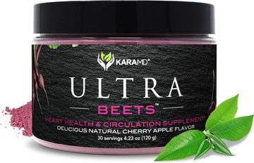 KaraMD UltraBeets - Beetroot Superfood Powder - Heart Health, Circulation & Energy Supplement - Supports Nitric Oxide Production - Cherry Apple Flavored Drink Mix - 30 Servings
