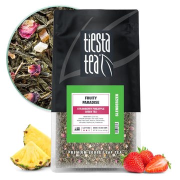 Tiesta Tea - Fruity Paradise | Strawberry Pineapple Green Tea | Premium Loose Leaf Tea Blend | Medium Caffeinated Green Tea | Make Hot Or Iced Tea & Brews Up To 200 Cups - 16Oz Resealable Bulk Pouch