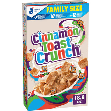 Cinnamon Toast Crunch Breakfast Cereal, Crispy Cinnamon Cereal, Family Size, 18.8 oz Cereal Box