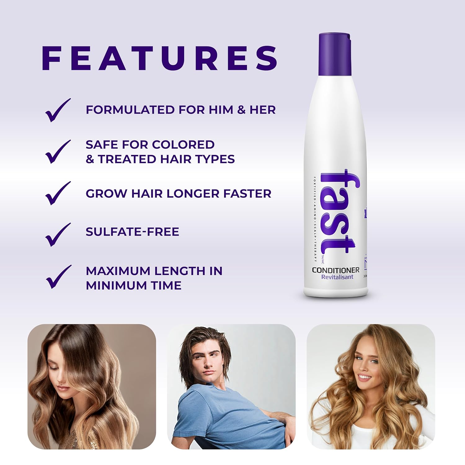 Nisim F.A.S.T Fortified Amino Scalp Therapy Conditioner for Hair Growth - Supports Faster & Longer Hair with Essential Nutrients, Amino Acids & Proteins - Sulfate-free, Paraben-free, 10 fl oz. : Beauty & Personal Care