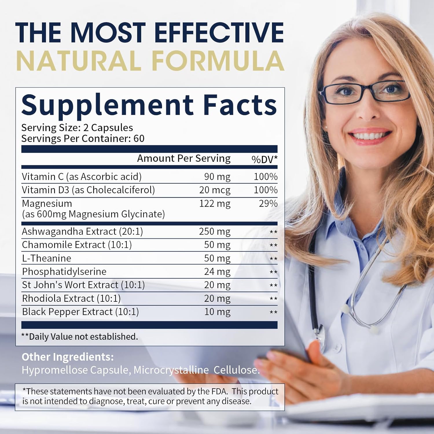 Alliwise Cortisol Supplements For Women And Men,Cortisol Manager With Magnesium, Ashwagandha,Rhodiola, L-Theanine,Balanced Cortisol Levels For Mood,Focus,Zzz Support