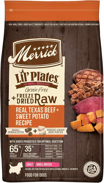 Merrick Lil’ Plates Grain Free Dry Dog Food For Small Dogs, Texas Beef And Sweet Potato Kibble With Raw Bites - 10.0 Lb. Bag