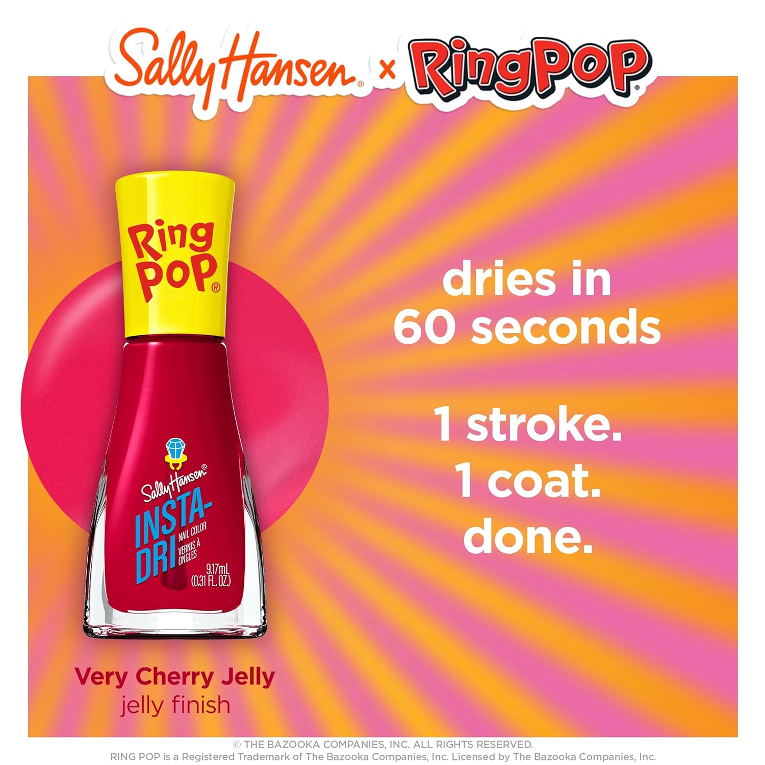 Sally Hansen Insta-Dri®, Ring Pop Nail Polish Duo, Quick Dry, Long Lasting, Streak-Free Shine, Red and Purple Nail Polishes : Beauty & Personal Care