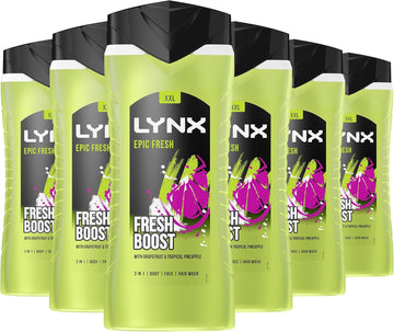 Lynx Epic Fresh Shower Gel Pack Of 6 12 Hours Of Freshness Bodywash With A Grapefruit & Tropical Pineapple Scent 500 Ml