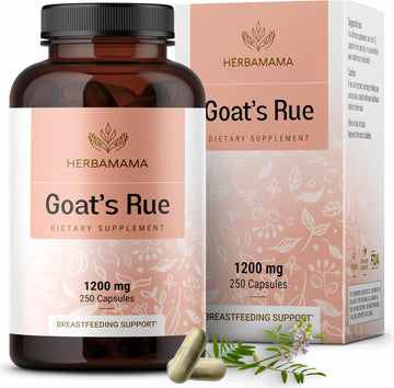 Herbamama Goats Rue Lactation Supplement - 1200 Mg Galega Officinalis Breastfeeding Essentials - Breast Milkflow Lactation Supplement - Vegan, Non-Gmo - 250 Caps