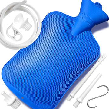 2 Quart Home Enema Bag Kit with Hose Enema Tips and Controllable Water Flow Clamp- Enema Bag for Colon Cleansing Enemas?Blue?