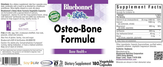 BlueBonnet Osteo-Bone Formula Vegetarian Capsules, 180 Count : Health & Household