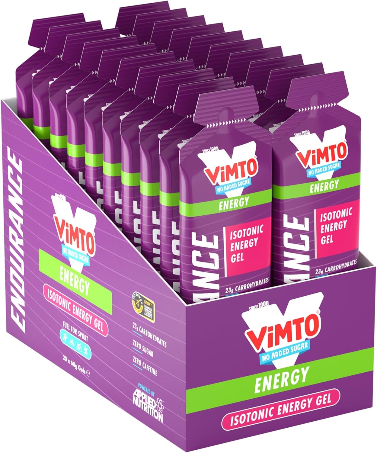 Isotonic | Caffeine Free Energy Gel | Performance-Enhancing Formula | Zero Fat Zero Sugar | 23G Carbohydrates (Pack Of 20 X 60G) (Fruit Burst)