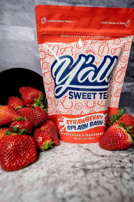 Y'All Sweet Tea - Strawberry Flavored Iced Tea Bags One Gallon Size In 10 Gallons Per Pack Quick Brew Southern Ice Tea With Ripe Strawberry Flavor | As Seen On Shark Tank (Caffeinated)