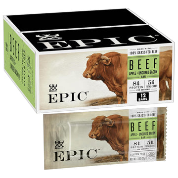 Epic Beef Apple Bacon Bars, Whole30, Paleo Friendly, 12 Ct