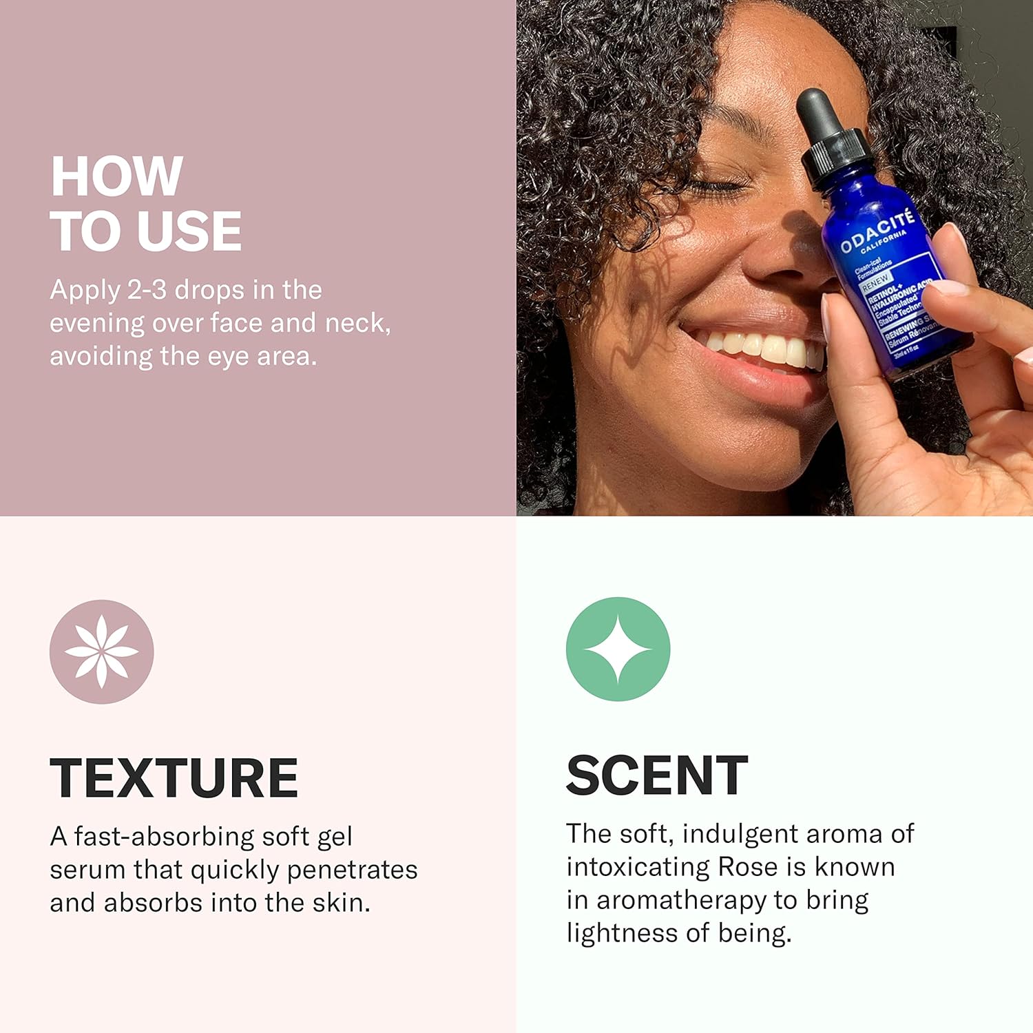 Odacite Renewing Retinol & Hyaluronic Acid Facial Serum - Anti-Aging Face Serum Targets Fine Lines, Blemishes & Wrinkles - Squalane, Vitamin E & Rose Floral Water For Smooth Skin - 1 Fl Oz : Beauty & Personal Care