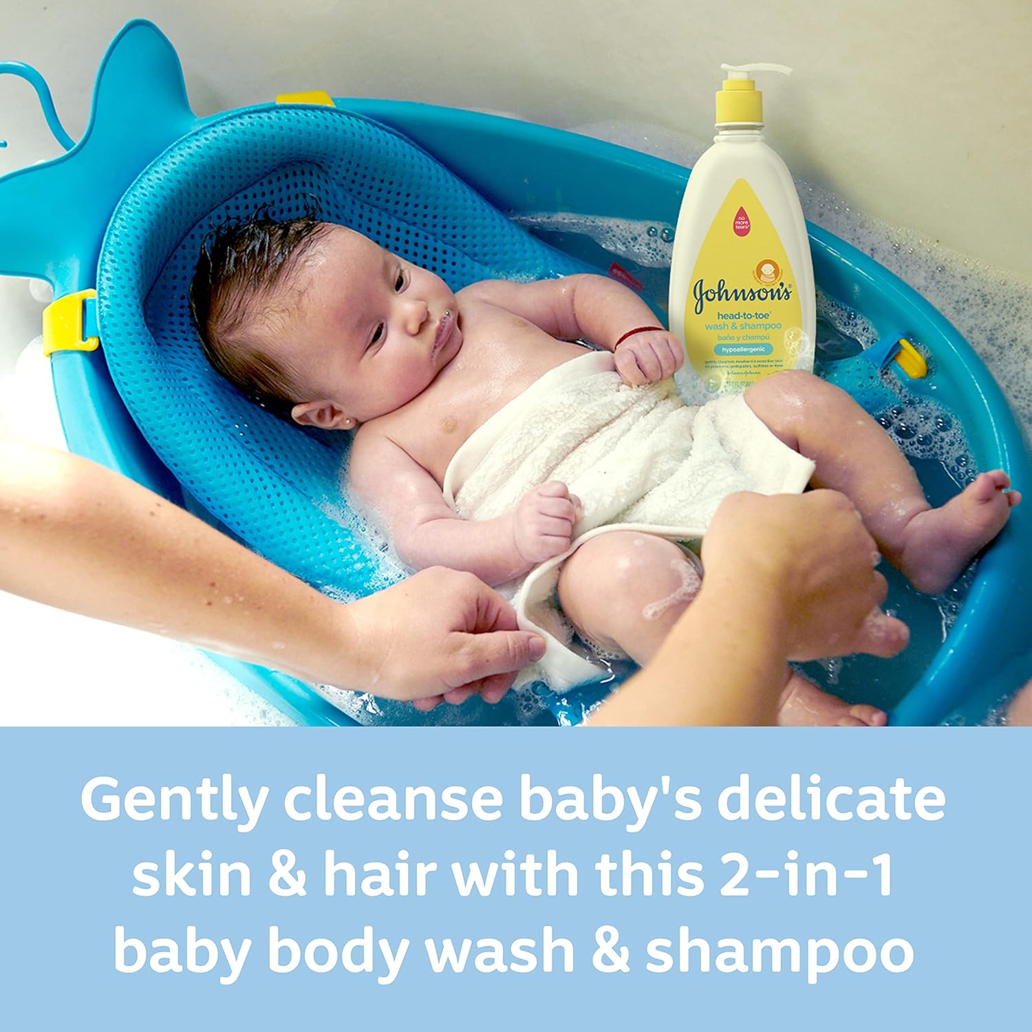 Johnson'S Head-To-Toe Gentle Baby Body Wash & Shampoo, Tear-Free, Sulfate-Free & Hypoallergenic Bath Wash & Shampoo For Baby'S Sensitive Skin & Hair, Washes Away 99.9% Of Germs, 18.7 Fl. Oz : Baby