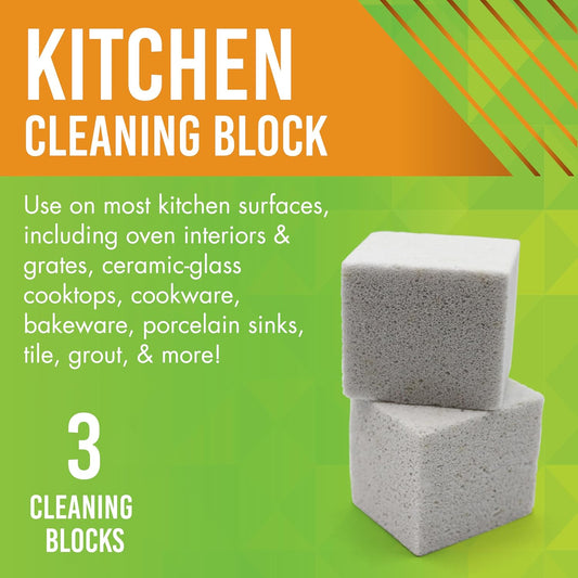 Earthstone Kitchen Cleaning Block, Powerful Scrubber For Multi Surfaces, 3-Pack