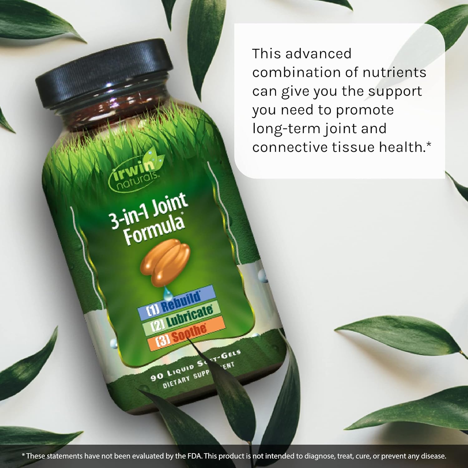 Irwin Naturals 3-in-1 Joint Formula - Powerful Joint Support Supplement with Glucosamine, Chondroitin, Turmeric & Boswellia - 90 Liquid Softgels : Health & Household