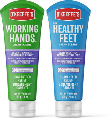 O'Keeffe'S Working Hands Night Treatment Hand Cream And Healthy Feet Night Treatment Foot Cream, 7 Ounce Tube