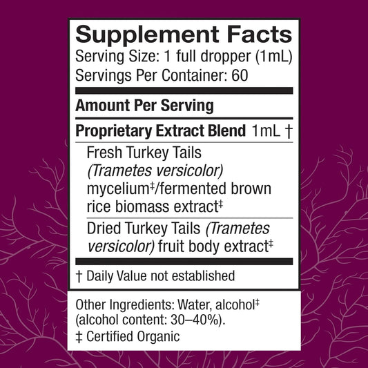 Host Defense Turkey Tail Extract - Digestive Health & Immune Response Support Supplement - Mushroom Supplement for Gastrointestinal & Gut Microbiome Support - 2 fl oz (60 Servings)