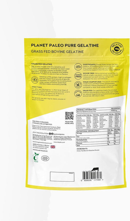 Planet Paleo Pure Bovine Gelatine Powder (30 Servings, 300g) - Unflavored Gelatin Powder - Organic Beef Gelatin Powder : Amazon.co.uk: Grocery