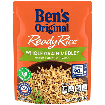 BEN'S ORIGINAL Ready Rice Whole Grain Medley Quinoa and Brown Flavored Rice, Easy Dinner Side, 8.5 OZ Pouch (Pack of 12)