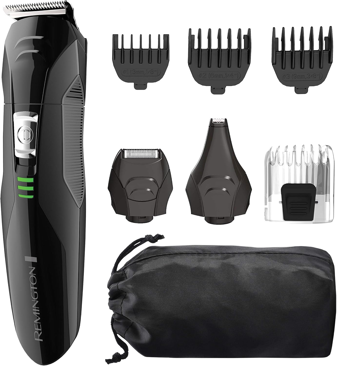 Remington All-In-One Grooming Kit, Lithium Powered, 8 Piece Set With Trimmer, Men'S Shaver, Clippers, Beard And Stubble Combs, Black