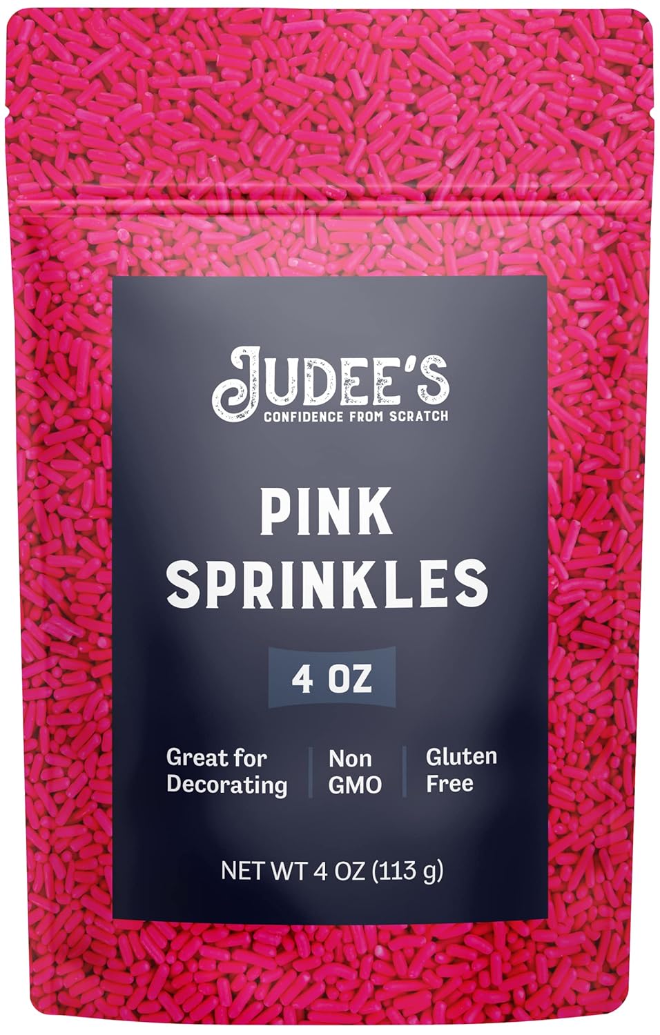 Judee's Pink Sprinkles 4 oz - Gluten-Free and Nut-Free - Brighten Up Your Baked Goods - Great for Cookie and Cake Decoration - Use for Baking and as Dessert and Ice Cream Toppings