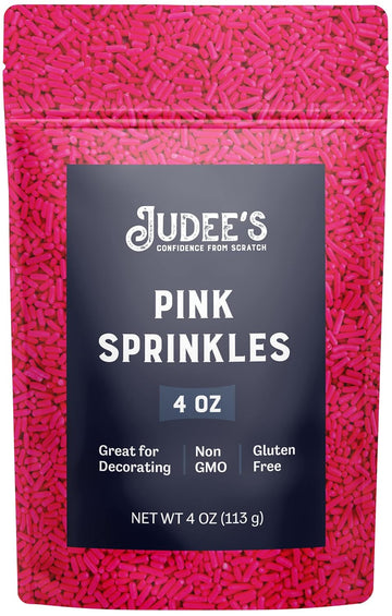 Judee's Pink Sprinkles 4 oz - Gluten-Free and Nut-Free - Brighten Up Your Baked Goods - Great for Cookie and Cake Decoration - Use for Baking and as Dessert and Ice Cream Toppings