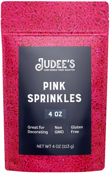 Judee'S Pink Sprinkles 4 Oz - Gluten-Free And Nut-Free - Brighten Up Your Baked Goods - Great For Cookie And Cake Decoration - Use For Baking And As Dessert And Ice Cream Toppings