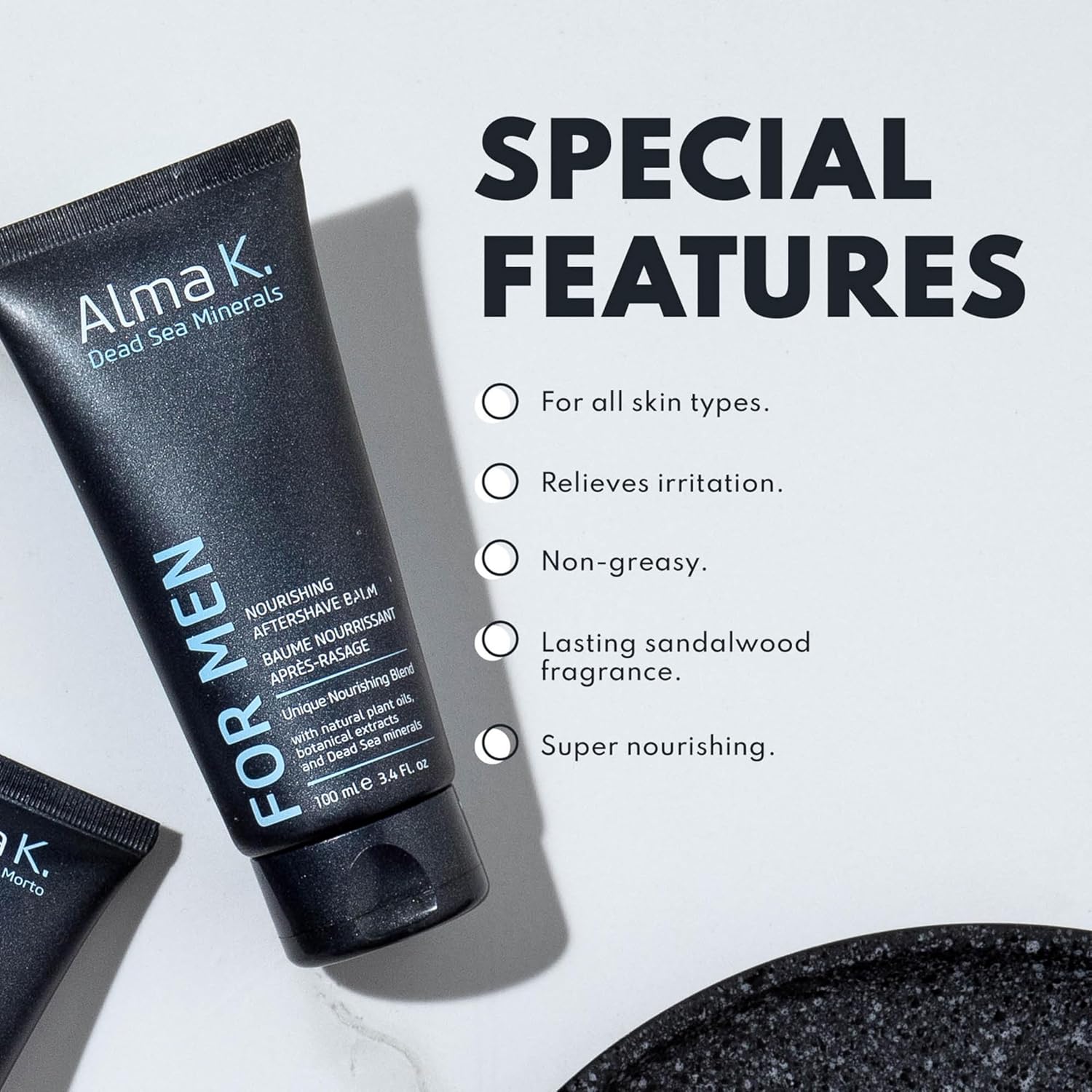 Alma K Nourishing Aftershave Balm - Aftershave For Men - Post Shave Balm For Men - Non Greasy Aftershave Lotion For Men - Dead Sea Minerals - 3.4 Oz : Beauty & Personal Care