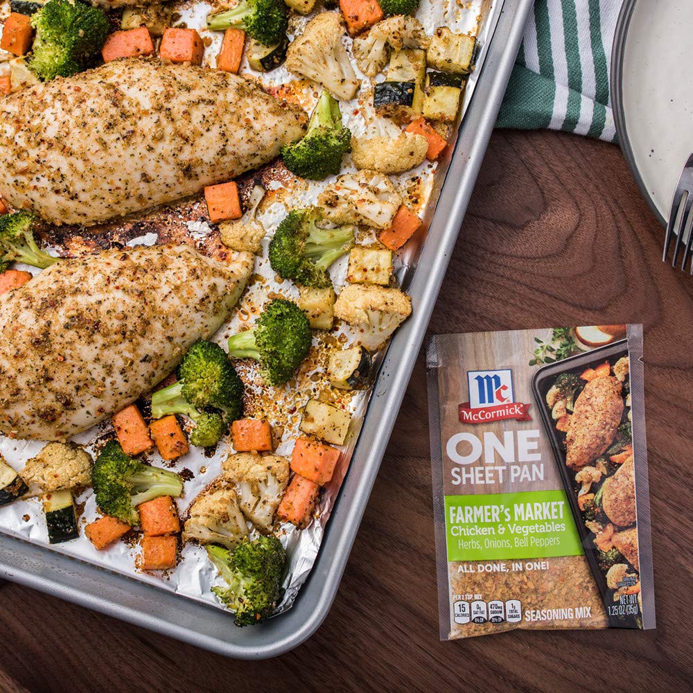 McCormick ONE Sheet Pan Farmer's Market Chicken & Vegetables Seasoning Mix, 1.25 oz (Pack of 12) : Grocery & Gourmet Food