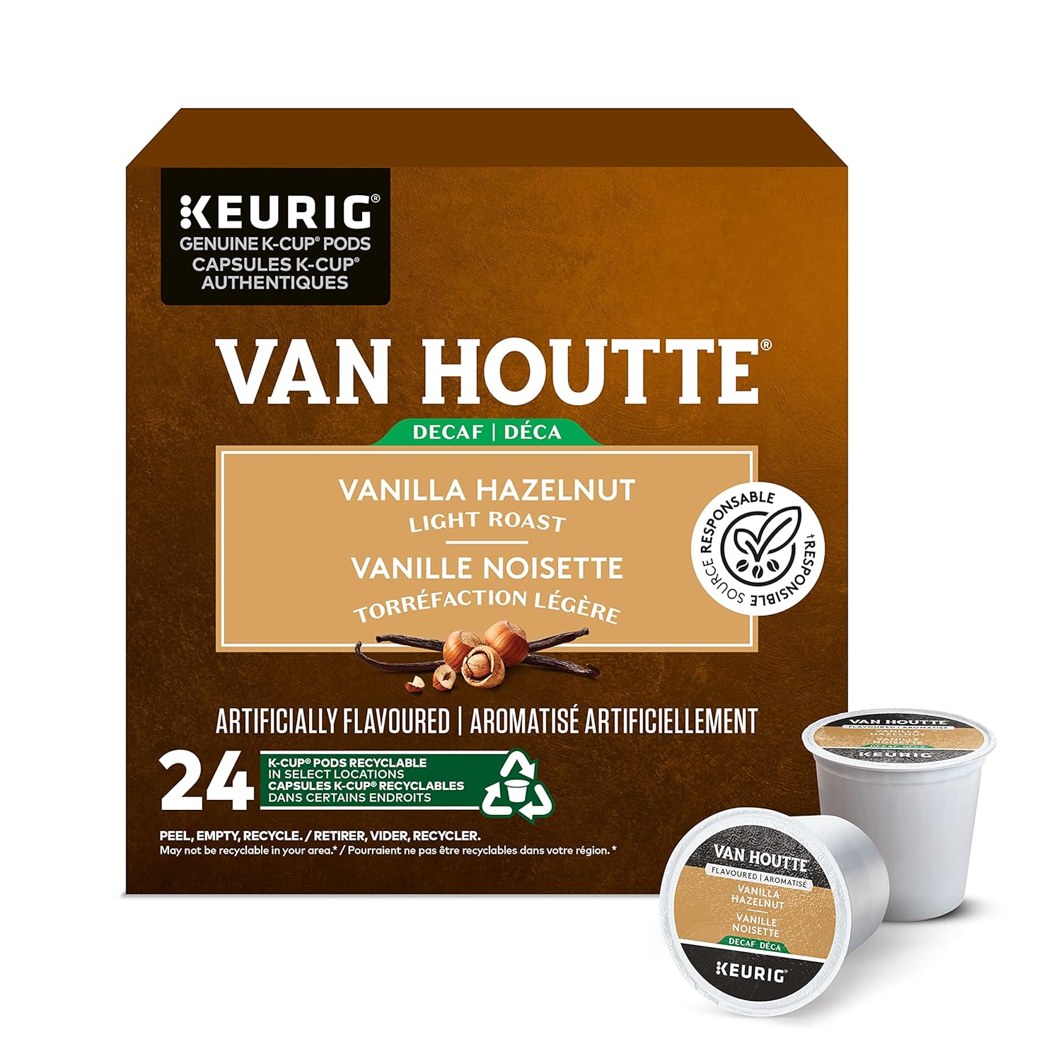 Van Houtte Vanilla Hazelnut Decaf K-Cups, 24-Count