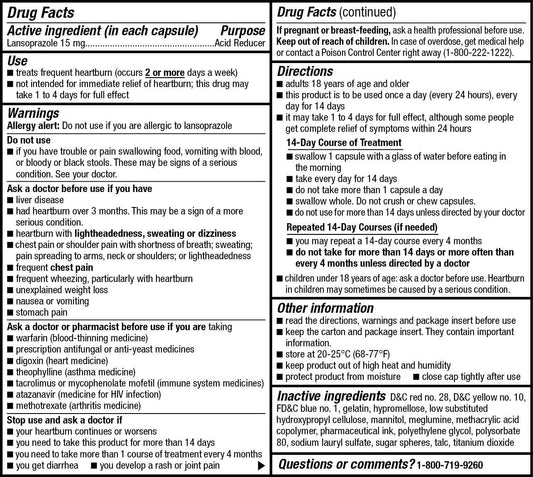 Kirkland Signature Kirkland Lansoprazole Delayed-Release Total 42 Capsules, Blue,14 Count (Pack of 3)